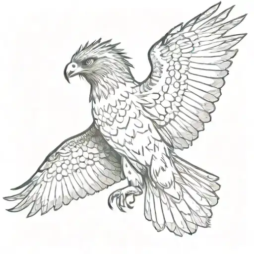red tailed hawk flying and looking tattoo design idea