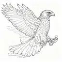red tailed hawk flying tattoo design idea