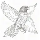 red tailed hawk flying tattoo design idea