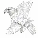 red tailed hawk flying tattoo design idea