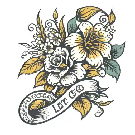 flower and let go or be dragged tattoo design idea