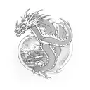 dragon with four elements tattoo design idea