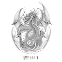 dragon with four elements tattoo design idea
