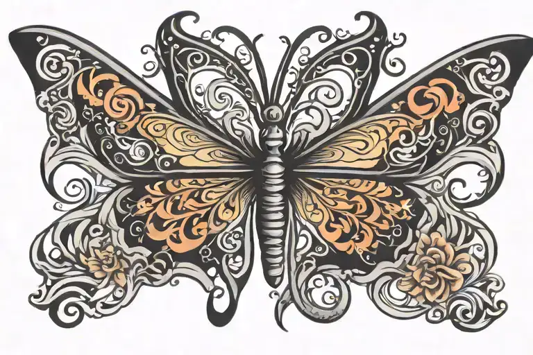 butterfly tramp stamp  tattoo design idea