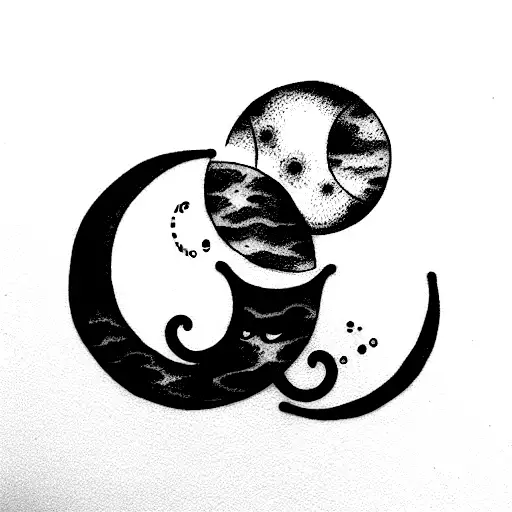 octupus holding Sailors Moon moon tattoo design idea