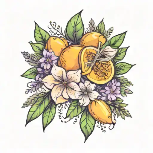 mango and lavender tattoo design idea