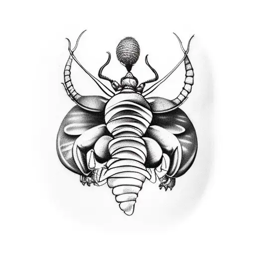 Design a realistic tattoo of a rhinoceros beetle perched on a mushroom with intricate details tattoo design idea