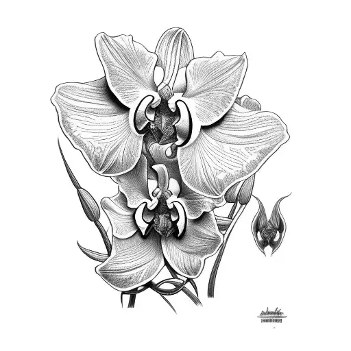 orquidea negra en ramas para el brazo tattoo design idea