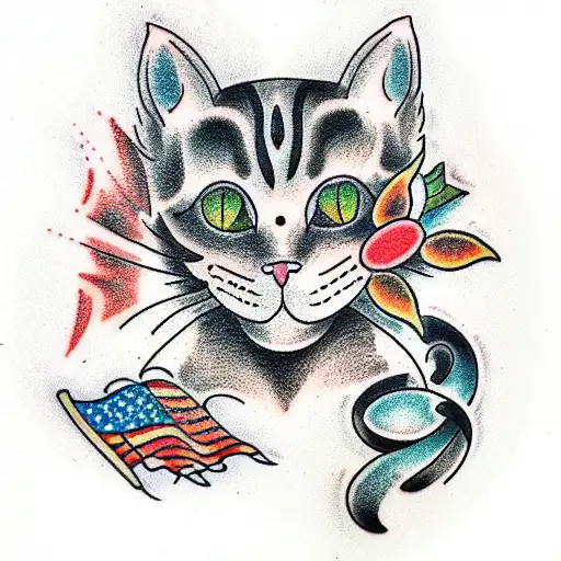 cat colored tattoo design idea