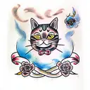 cat colored tattoo design idea