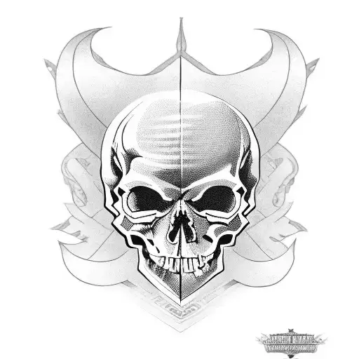 leftside is the skull and the right side is the samurai face tattoo design idea