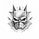 batman with skull head tattoo design idea