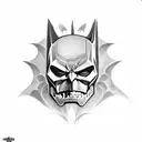 batman with skull head tattoo design idea