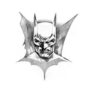 batman with skull head tattoo design idea