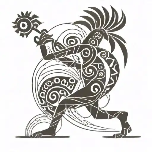 kokopelli person in a desert tattoo design idea