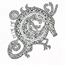 kokopelli asymmetrical tattoo design idea