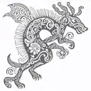 kokopelli asymmetrical tattoo design idea