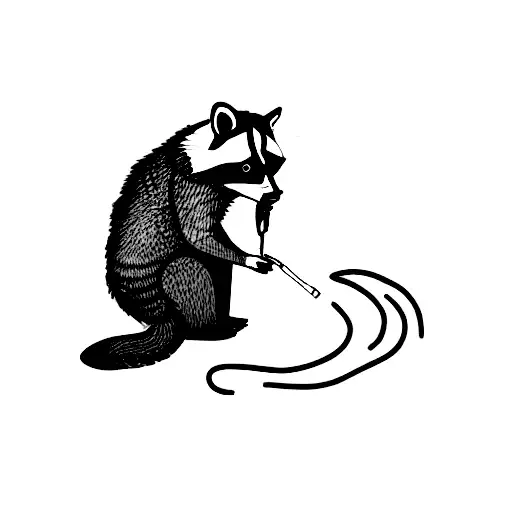 racoon smoking cigarette  tattoo design idea