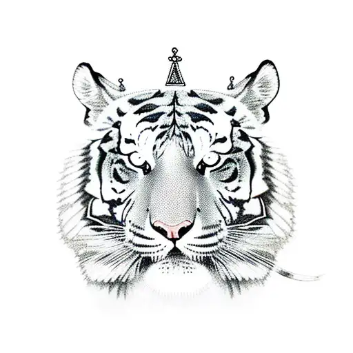 tiger with crown of thirns tattoo design idea