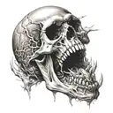 skull screaming tattoo design idea