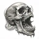 skull screaming tattoo design idea