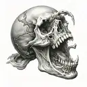 skull screaming tattoo design idea