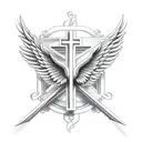 Christian cross with big wings tattoo design idea