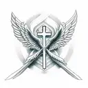 Christian cross with big wings tattoo design idea