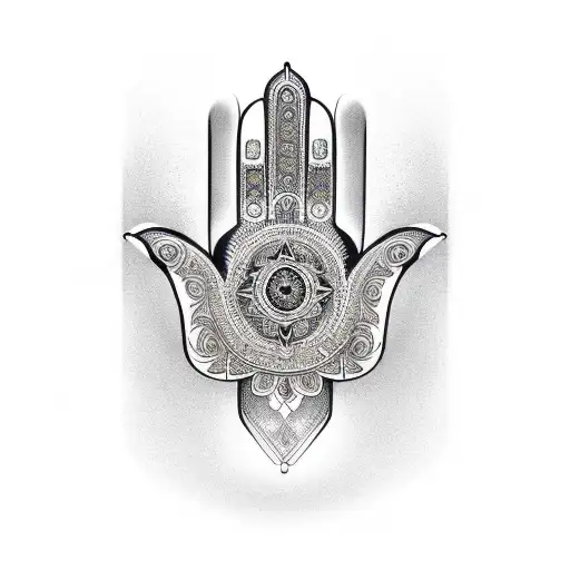 hamsa hand tattoo design idea
