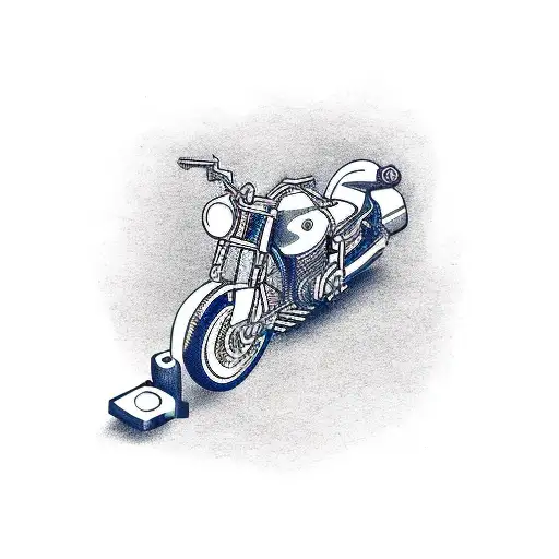 A guitar with motorcycle wheels instead of the body, symbolizing the client's love for both music and motorcycles tattoo design idea