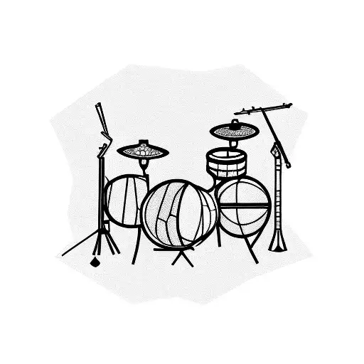 gecko behind drumset tattoo design idea