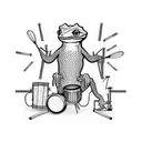 gecko behind drumset tattoo design idea