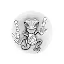 gecko behind drumset tattoo design idea