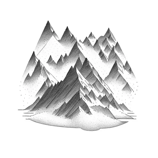 Create a mountain landscape with engineering tools hidden within the design to represent your occupation and love for mountains tattoo design idea