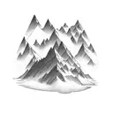 Create a mountain landscape with engineering tools hidden within the design to represent your occupation and love for mountains tattoo design idea