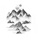 Create a mountain landscape with engineering tools hidden within the design to represent your occupation and love for mountains tattoo design idea