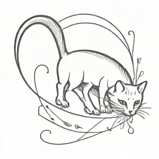 fish tail and cat tattoo design idea