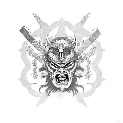 demon samurai with a katana tattoo design idea