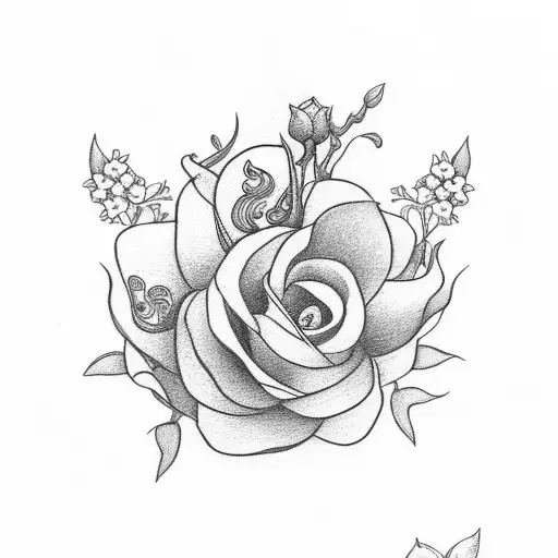 jasmine flowers and dagger  tattoo design idea