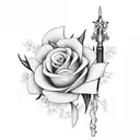 jasmine flowers and dagger  tattoo design idea