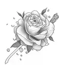 jasmine flowers and dagger  tattoo design idea