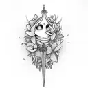 jasmine flowers and dagger  tattoo design idea