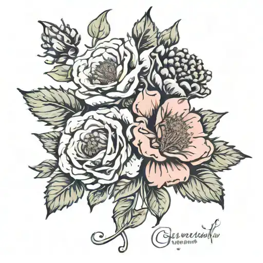 January and September birthflower in memory of grandparents tattoo design idea