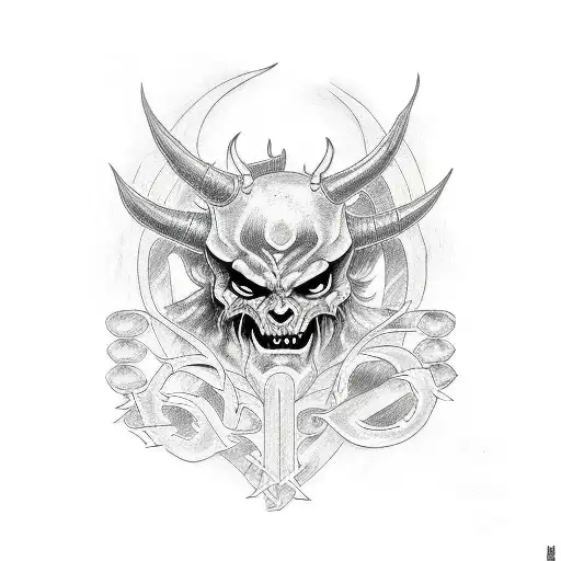 demon metal tattoo flash sheet tattoo design idea