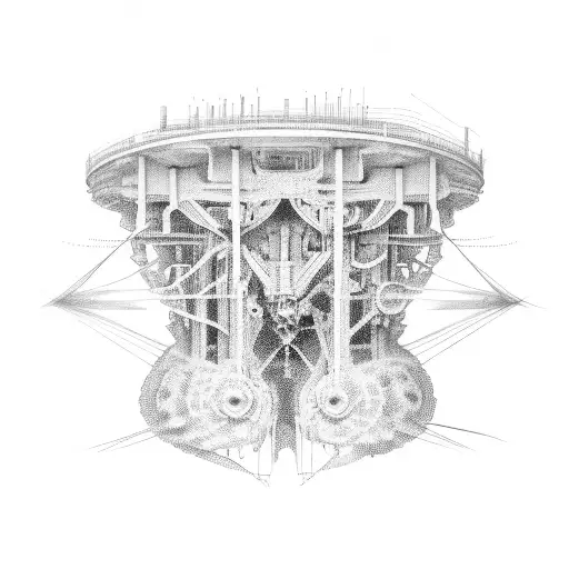 Neural network bridge the Technology and humans tattoo design idea