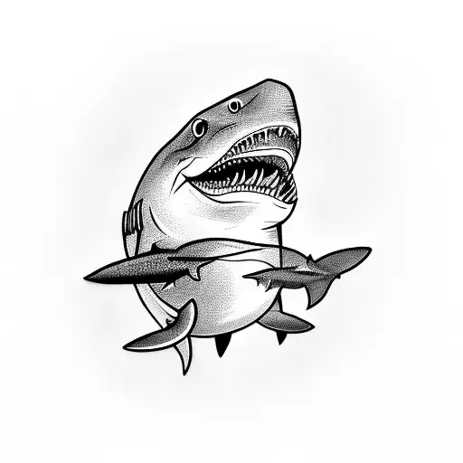 Geometric shark tattoo or t-shirt print Royalty Free Vector