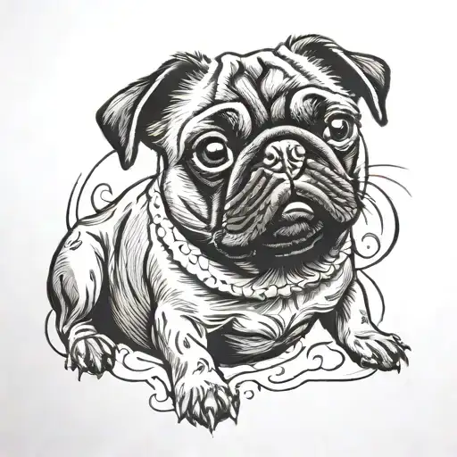 black pug tattoo design idea