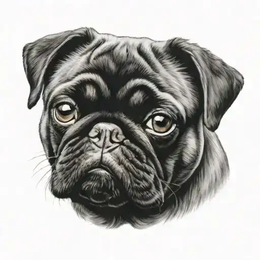 black pug tattoo design idea