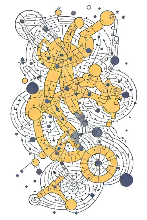 A Gemini constellation made up of Excel formulas and functions tattoo design idea