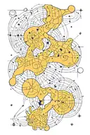 A Gemini constellation made up of Excel formulas and functions tattoo design idea